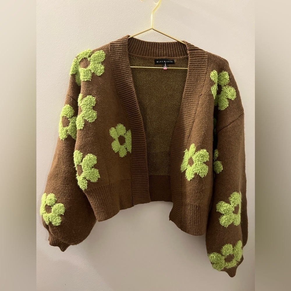 Blue Blush Green Daisy Sweater